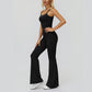 Sports vest with U-shaped+High waisted sports flared pants 2-piece set