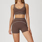 Contrasting Color Sports Bra + high waist shorts 2-piece set