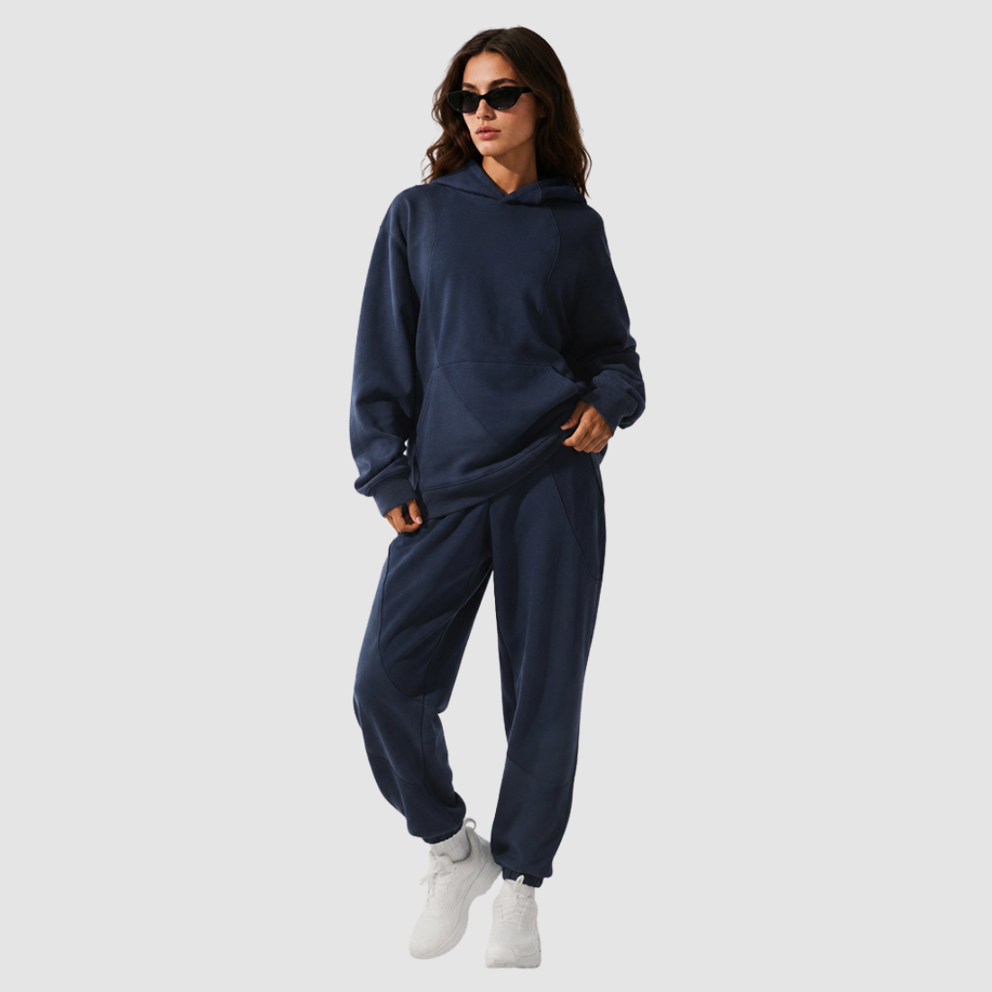 Wholesale Women's Colorblock Hooded Sweatshirt & Jogger Pants Set