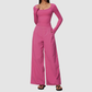 Wholesale Women's Brushed V-Neck Long Sleeve Top & Wide-Leg Pants Yoga Set