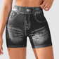 Wholesale High-Waisted Faux Denim Shorts
