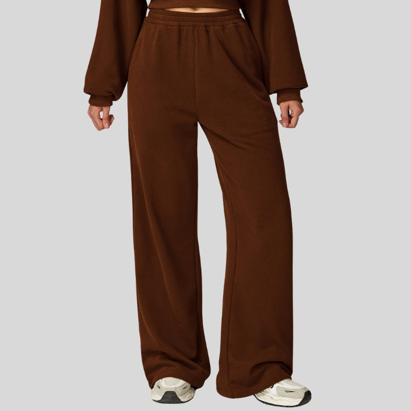 High-waisted wide-leg casual straight-leg pants