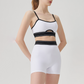 Wholesale color blocked backless vest+high waisted shorts 2-piece Set