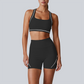 Wholesale Color-Block Quick-Dry Naked Feel Vest+Fitted Biker Short set (Pre-sale)