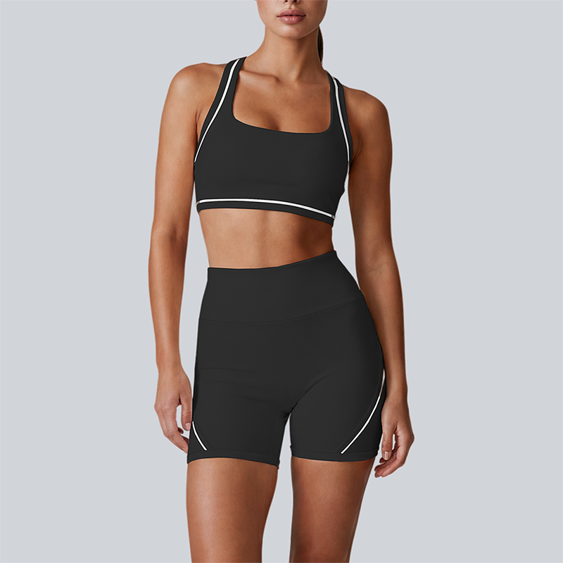 Wholesale Color-Block Quick-Dry Naked Feel Vest+Fitted Biker Short set (Pre-sale)
