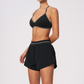 Wholesale Women's Brushed Yoga Set: V-Neck Strappy Bra & Shorts – Colorblock Tummy Control