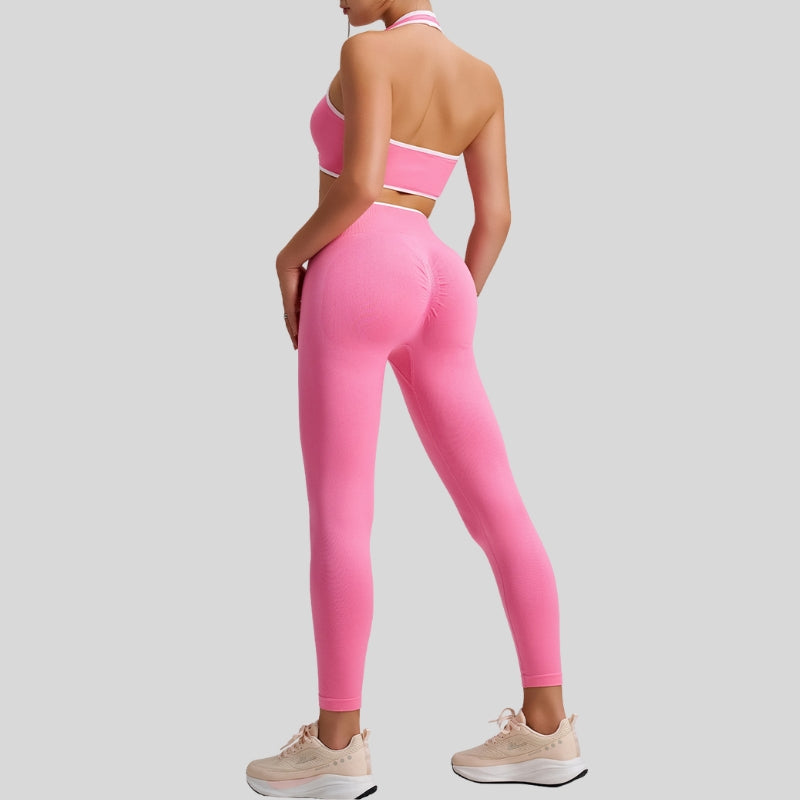 Color-Block Twist Front Bra + Matching Leggings