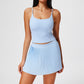 contour backless pleated skort slim-fit A-line dress