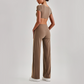 Wholesale Women's Short Sleeve Exposed Back Bra+Naked Feel Straight Leg Pants Yoga Set