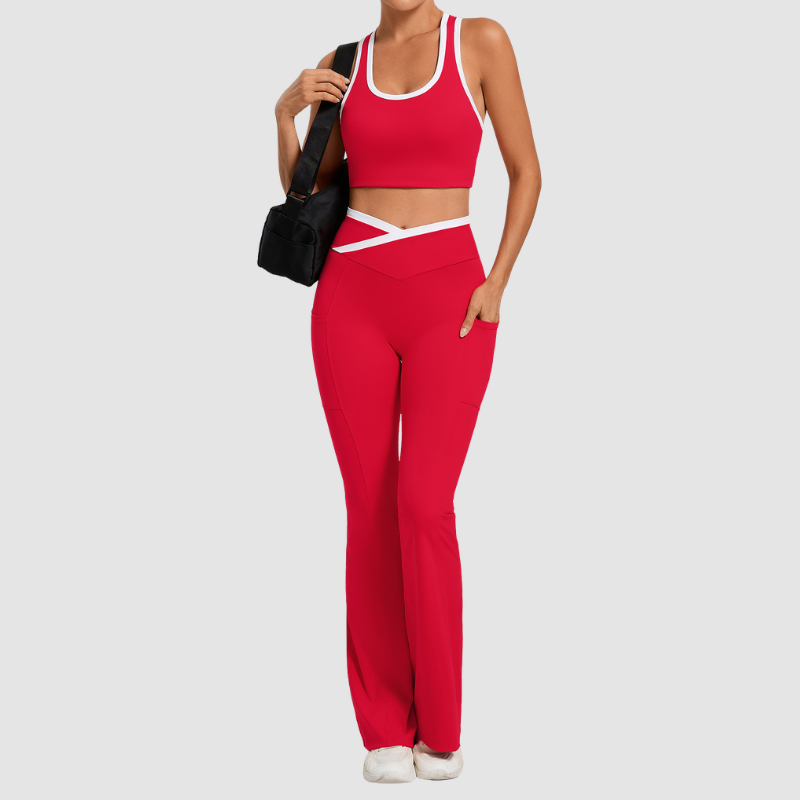 Wholesale contrasting vest+cross waistline Pants set | Wonderxfans bulk activewear