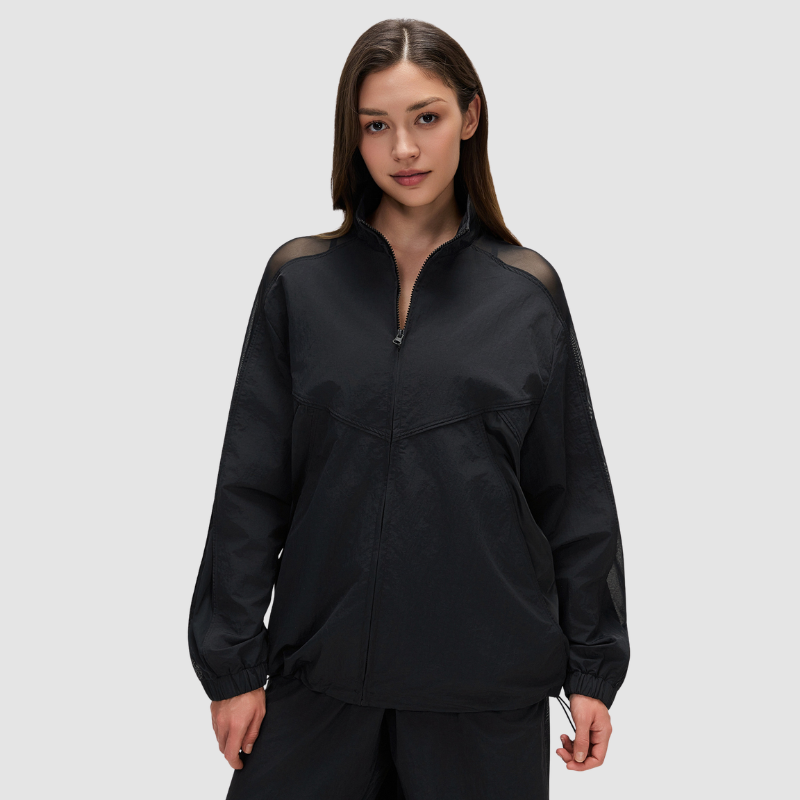 Mesh splicing quick drying loose UV resistant sports jacket