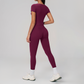Wholesale Seam-Detail Cropped T-Shirt & High-Waist Leggings Set – Brushed Yoga 2-Piece