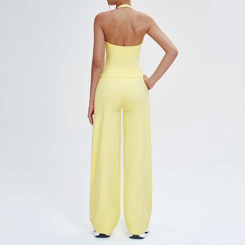 Wholesale open-back tank top + loose wide-leg pants