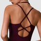 Wholesale Halter-Neck Cutout Open-Back Wide-Leg Jumpsuit with Built-In Bra – Casual Yoga Romper