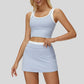 Two-piece contrasting sports tank top + A-line skirt