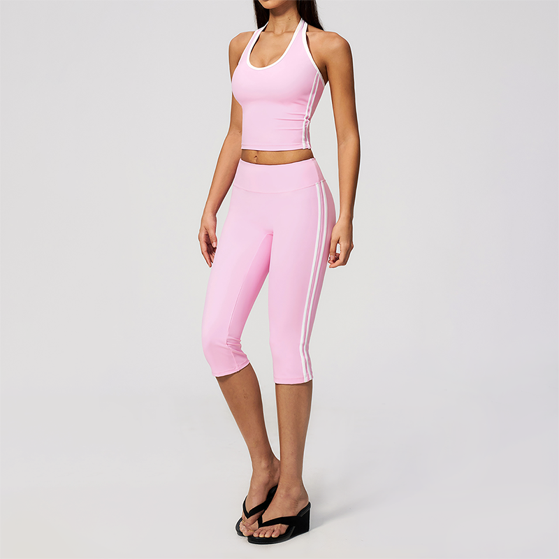 Wholesale Women's Cream-Feel Fleece Sleeveless Vest & High waisted cropped pants Set