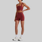 Wholesale Cross-Back Sports Bra & High-Waist Biker Shorts Set – Naked-Feel Quick-Dry Yoga 2-Piece