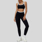 Contrast color sports bra + sports legginggs 2-piece set
