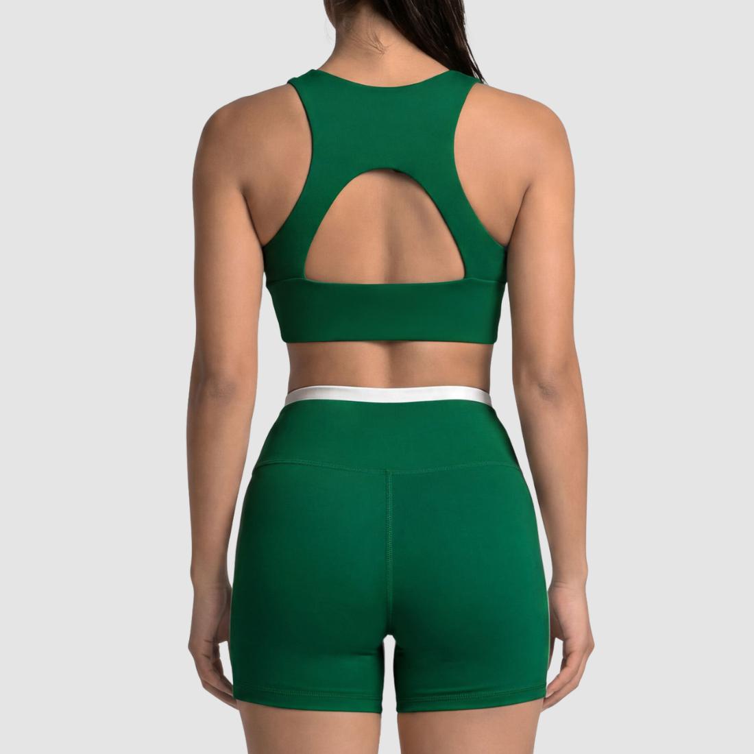 Wholesale Women's Contrast Sports Top & High-Waist Yoga Shorts Set