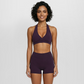 Deep V halter neck bra + high waisted shorts 2-piece set