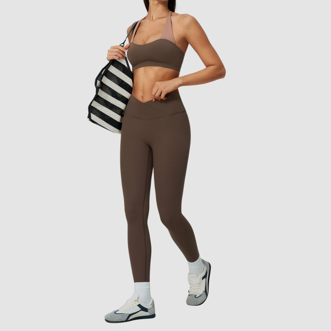 Wholesale Women's Color-Block Sports Bra & Leggings Two-Piece Set