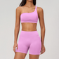 Wholesale Seamless One-Shoulder Sports Bra & High-Waist Biker Shorts Set – Quick-Dry Yoga 2-Piece