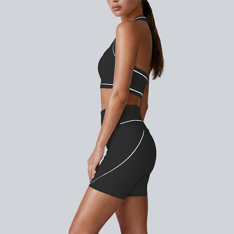 Wholesale Color-Block Quick-Dry Naked Feel Vest+Fitted Biker Short set (Pre-sale)