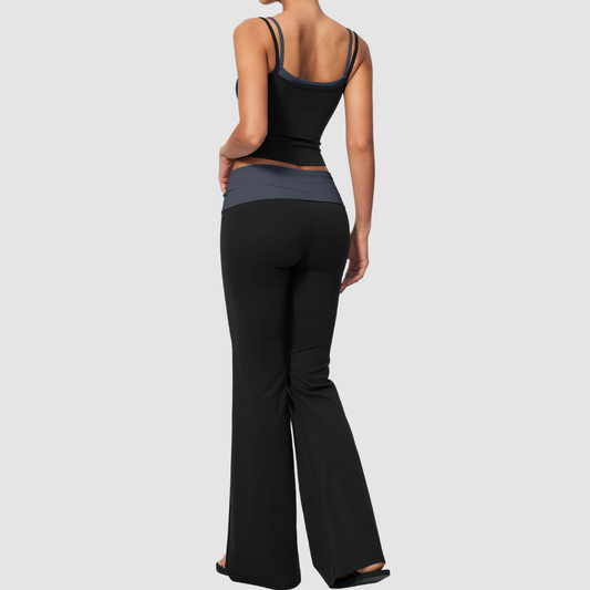 Wholesale Contrast Color High Waist Yoga Set – Tummy Control Fitness Outfit
