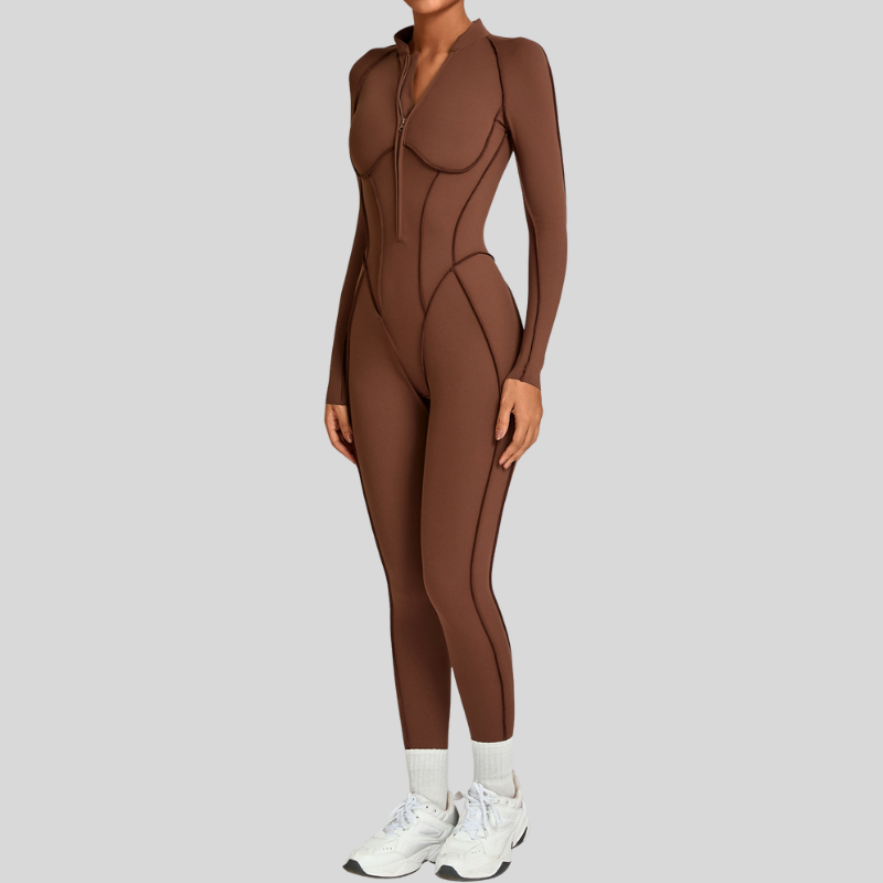 Stand-up collar zipper jumpuit