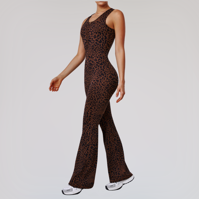 Wholesale leopard print jumpsuit with chest pads