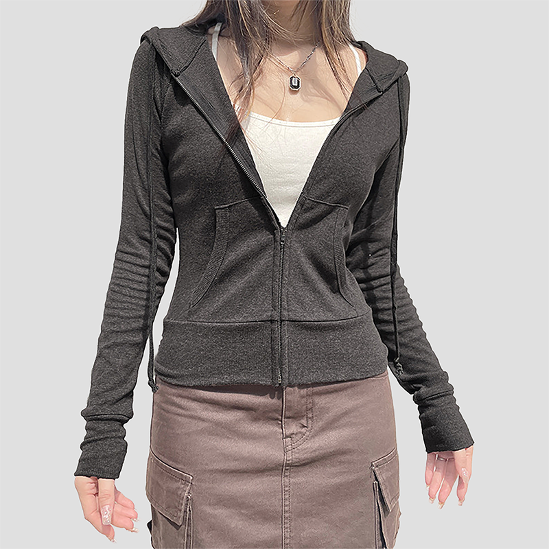 Wholesale Women's American Style Cropped Zip-up Jacket – Vintage American style cropped Jacket