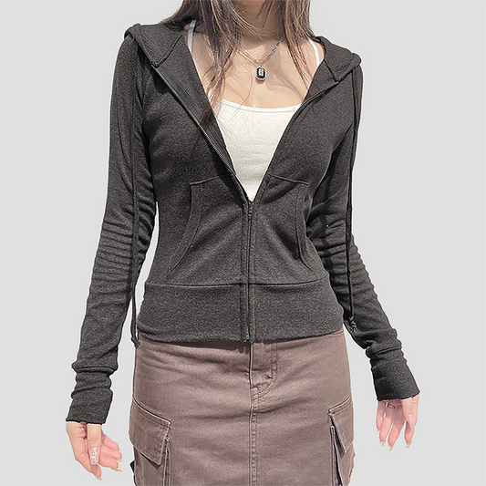 Wholesale Women's American Style Cropped Zip-up Jacket – Vintage American style cropped Jacket