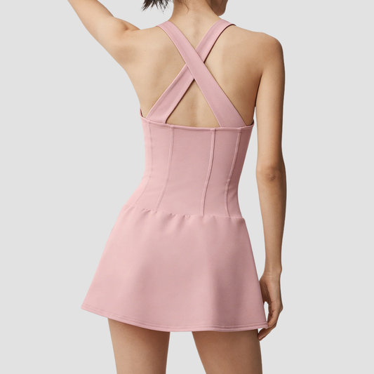 Wholesale Women's Tennis Dress with Built-in Shorts – Quick-Dry Anti-Exposure