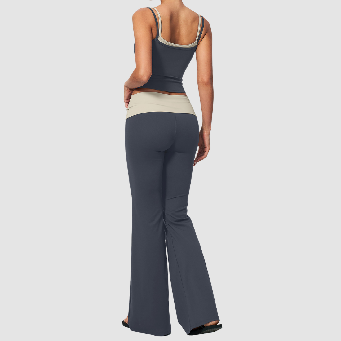 Wholesale Contrast Color High Waist Yoga Set – Tummy Control Fitness Outfit
