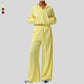 Thick half-zip sweatshirt + drawstring wide-leg pants 2-piece set