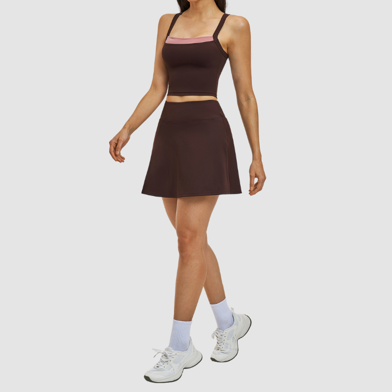 Wholesale solid color vest+short skirt quick drying tennis set