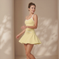 Wholesale I-Shape backless Naked-Feel Sports Bra & Tennis Skirt Set