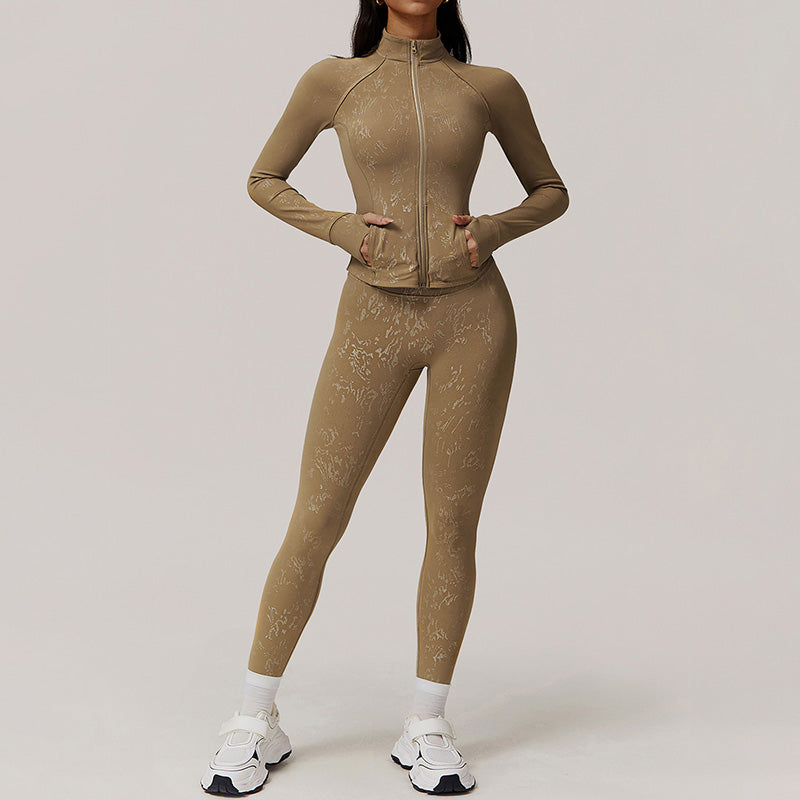 Wholesale women's slim-fit jacket + athletic leggings