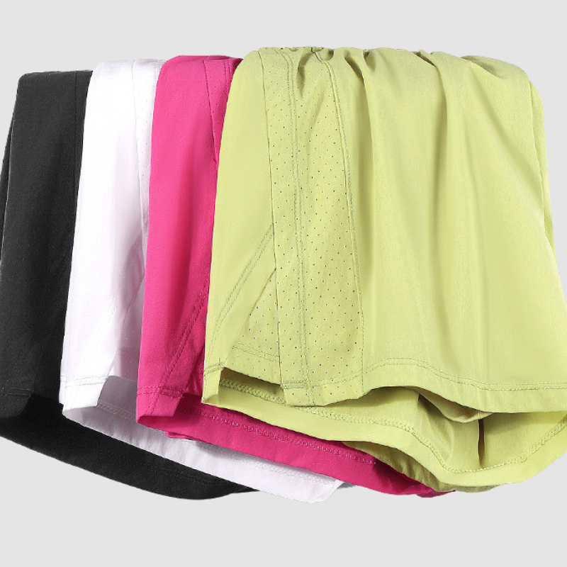 Wholesale Women's Mesh Breathable Ice Silk Anti-Exposure Athletic Shorts – Fake Two-Piece Fitness Shorts