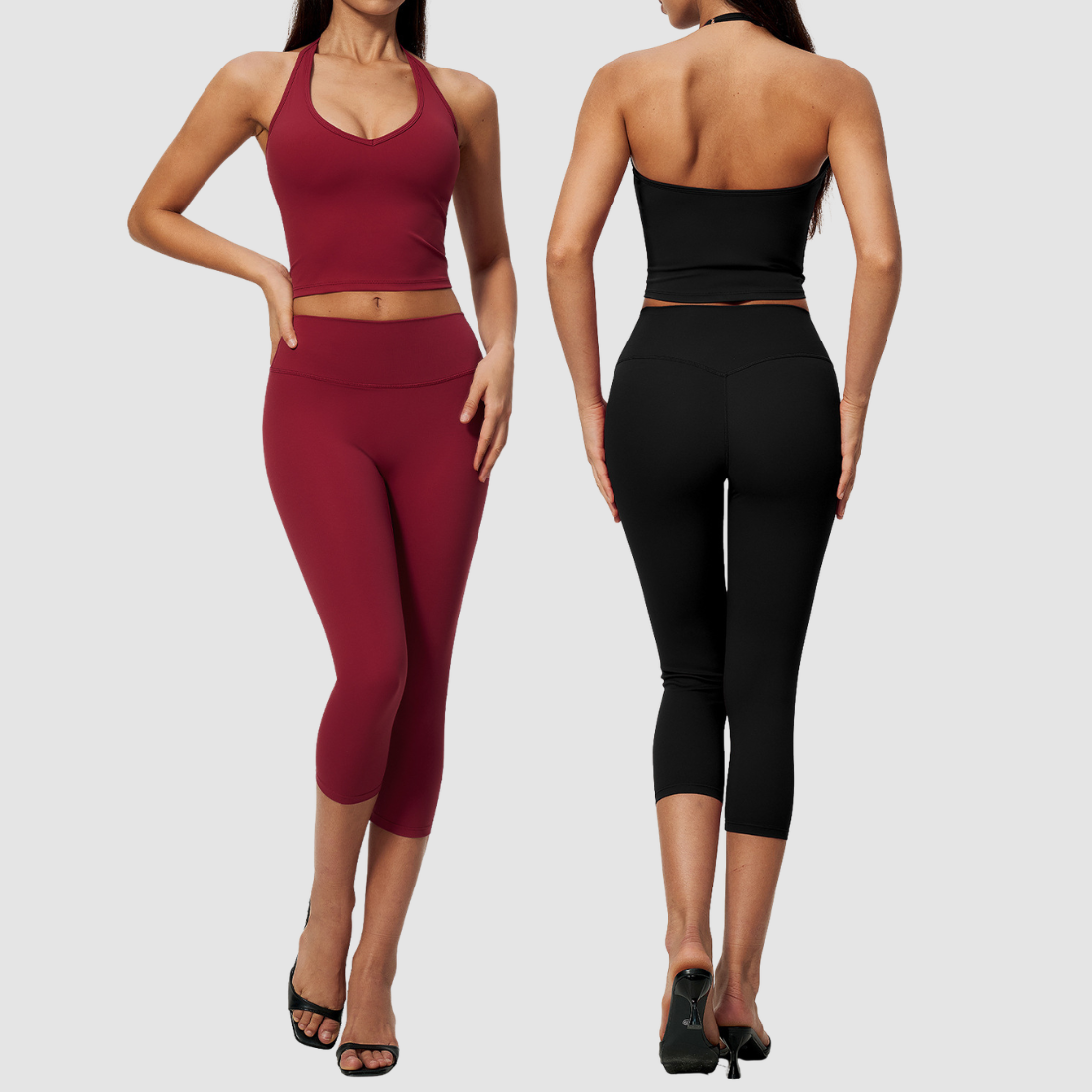 WholesaleWomen's Activewear Brushed Padded Tank & Fitted Capri-Pants Yoga Set