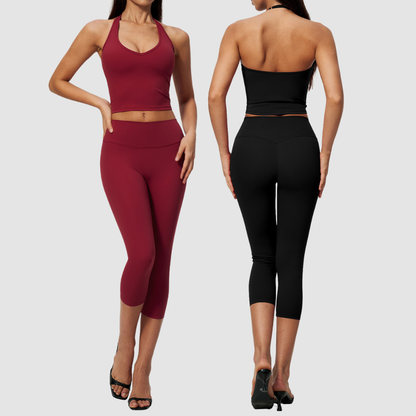 WholesaleWomen's Activewear Brushed Padded Tank & Fitted Capri-Pants Yoga Set