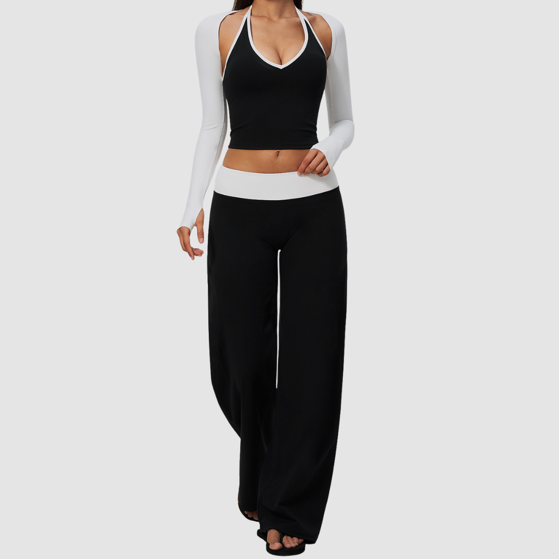 Wholesale Women’s 3-Piece Halter Yoga Set – Tank, Long Pants & Shrug