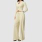 Wholesale Women's Stripe Yoga Bra & Wide-Leg Pants & Jacket 3-Piece Set