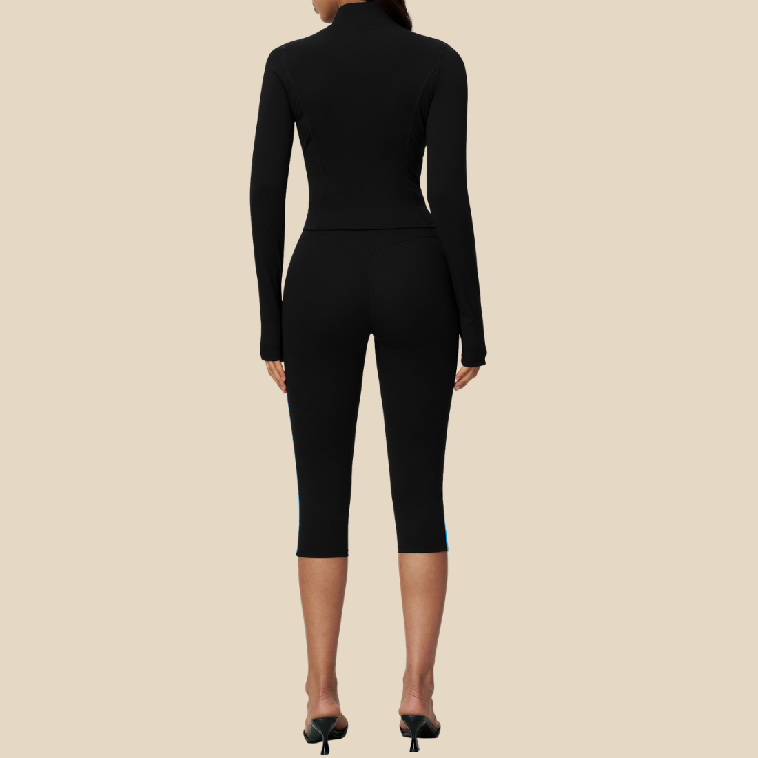 Wholesale Women's Stand-Collar Zip Jacket & Cropped Pants Yoga Set