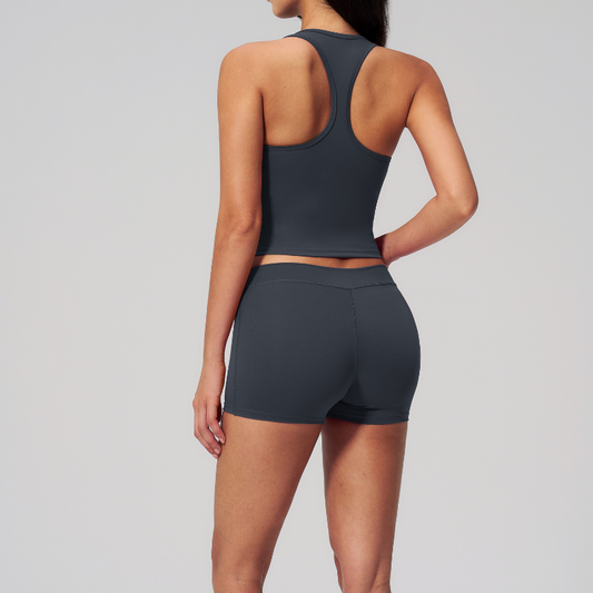 Wholesale Women's I-shape Back Tank Top & Booty-Lift Shorts Set – Seam-Detail Naked-Feel Yoga 2-Piece Set