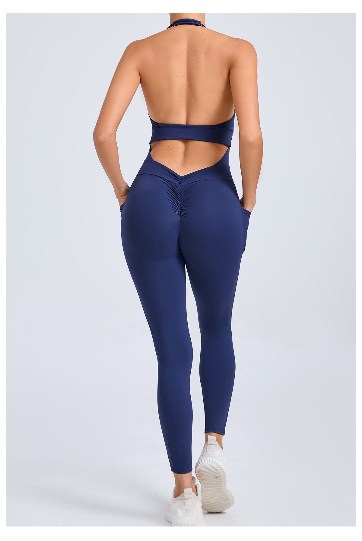 Halter hollow out tight fitting sports jumpsuit