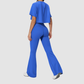 Wholesale round neck short sleeved top+flared pants 2-piece set