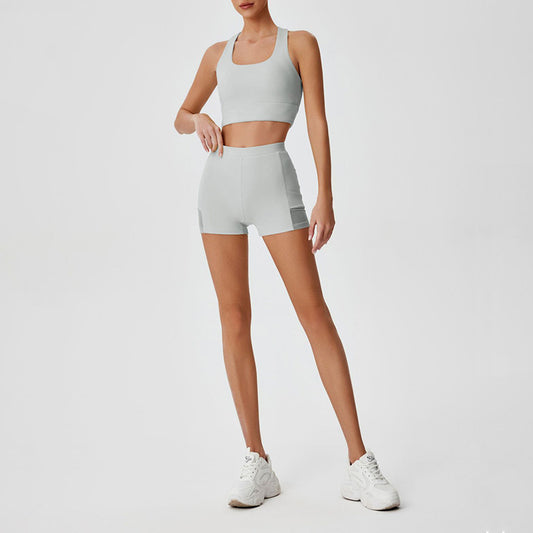 Racerback Sports Bra + Shorts de cintura alta de 2 piezas