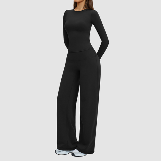 Wholesale wide-leg loose-fitting pants + long-sleeved | Wonderxfans bulk activewear