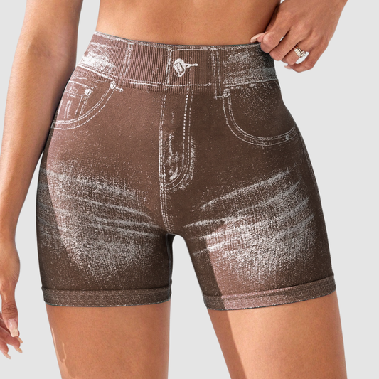 Wholesale High-Waisted Faux Denim Shorts | Wonderxfans bulk activewear